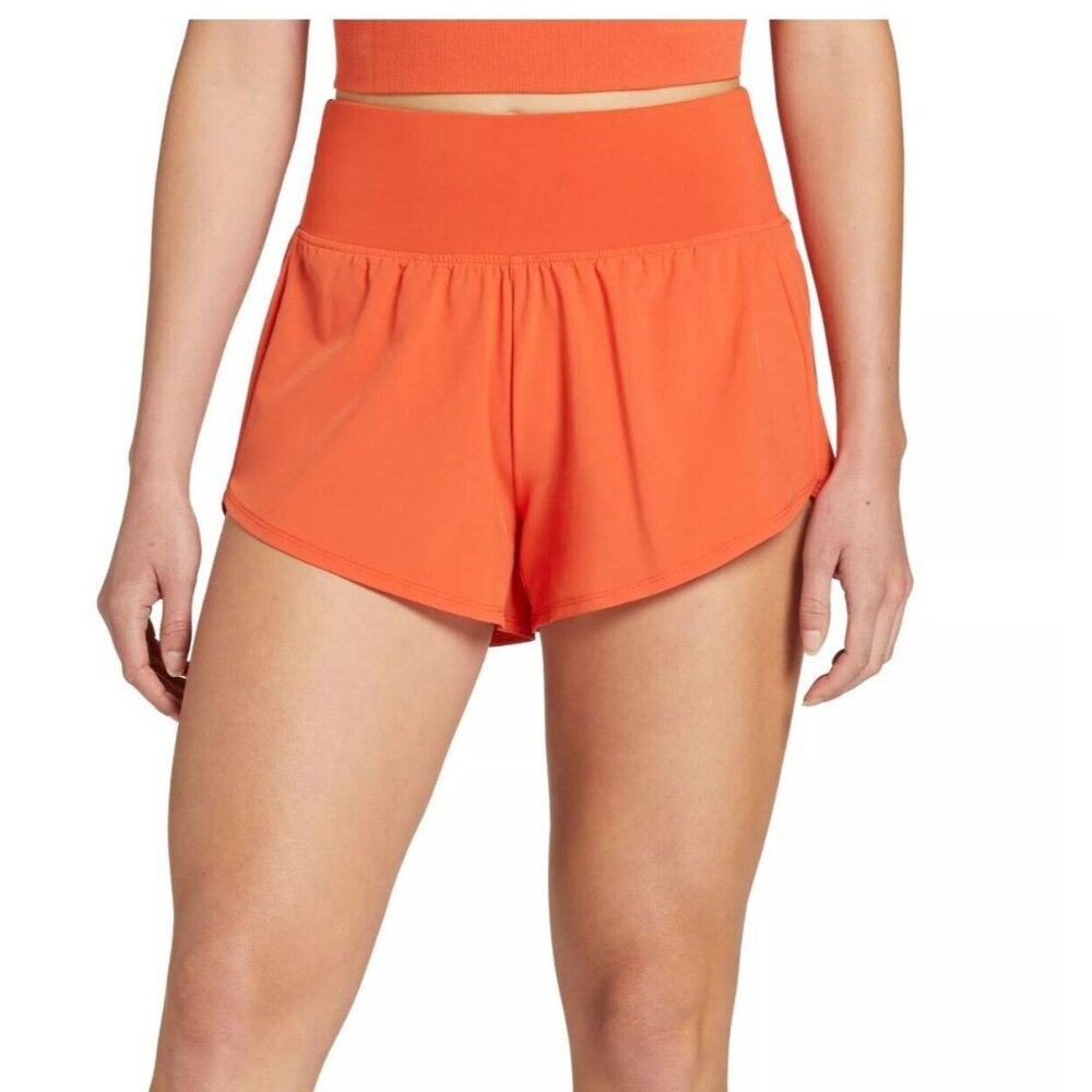 NWT Women's DSG Knit High Rise Waistband Stride Performance Orange Shorts Size M